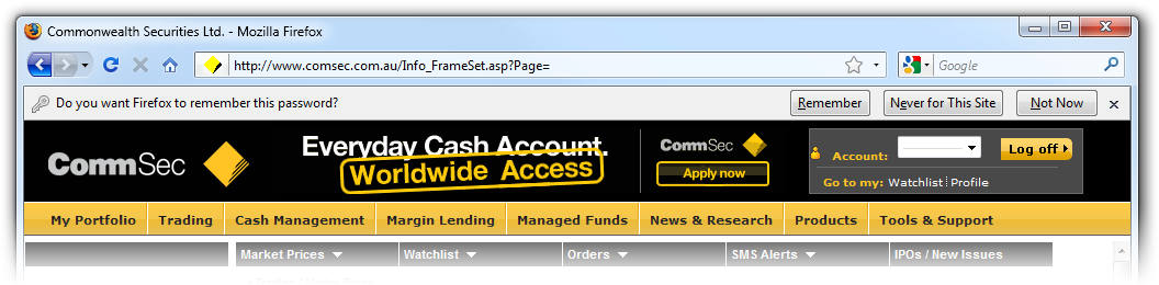 CommSec members only page