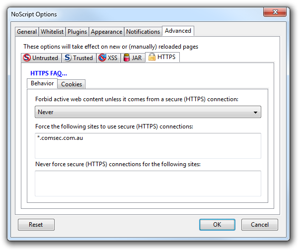NoScript HTTPS options