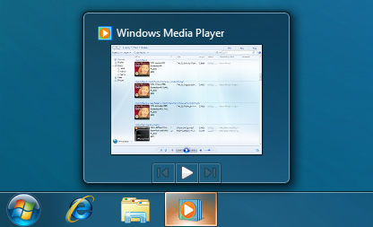 Windows Media Player on the Windows 7 Taskbar