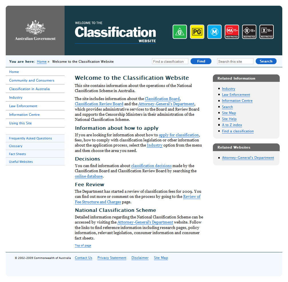 Updated Classification Board website