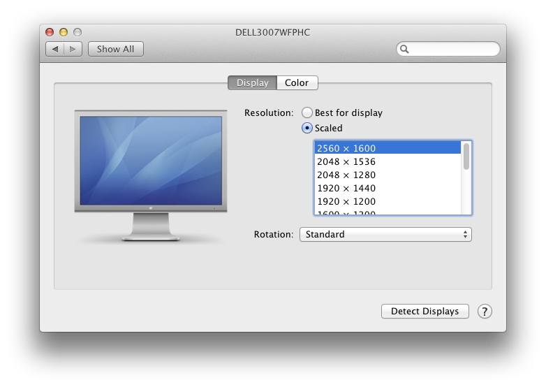 set resolution for dual monitor on mac 2560