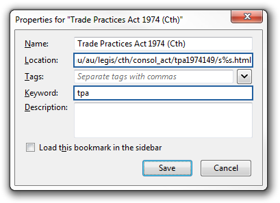 Trade Practices Act 1974 (Cth) keyword properties