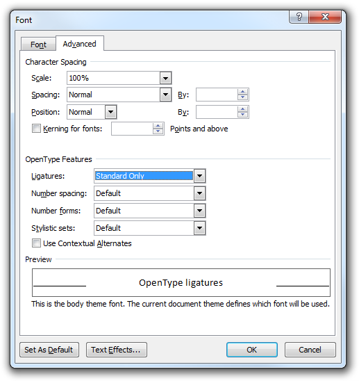 how to turn on kerning in microsoft word